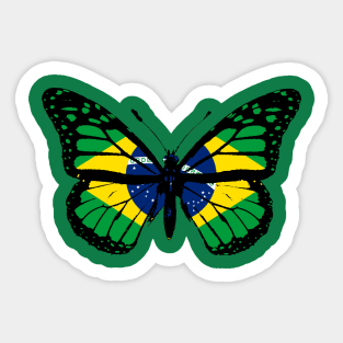 Brazil Monarch Butterfly Flag of Brazil To Celebrate Brazillian Day (Support Brazillian) Sticker